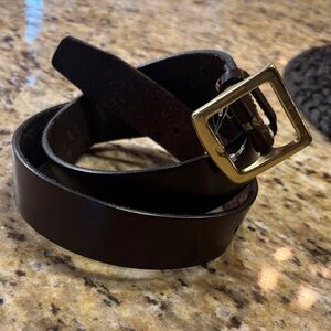 Coach Dark Brown Leather Belt with Gold Buckle